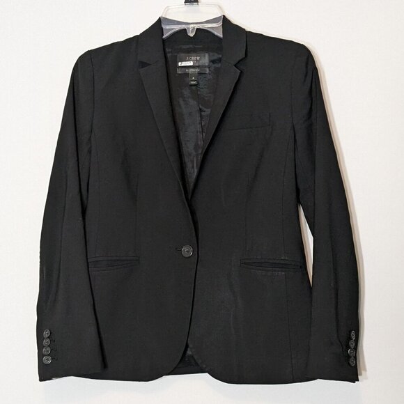 J. CREW Tollegno 1900 Bi Stretch Black Wool Blazer; Lined; Single Breast; Size 4 - Picture 1 of 7